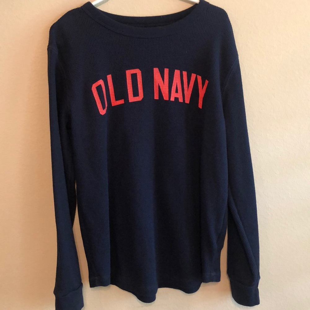 Youth casual Old Navy thermal in navy and red.